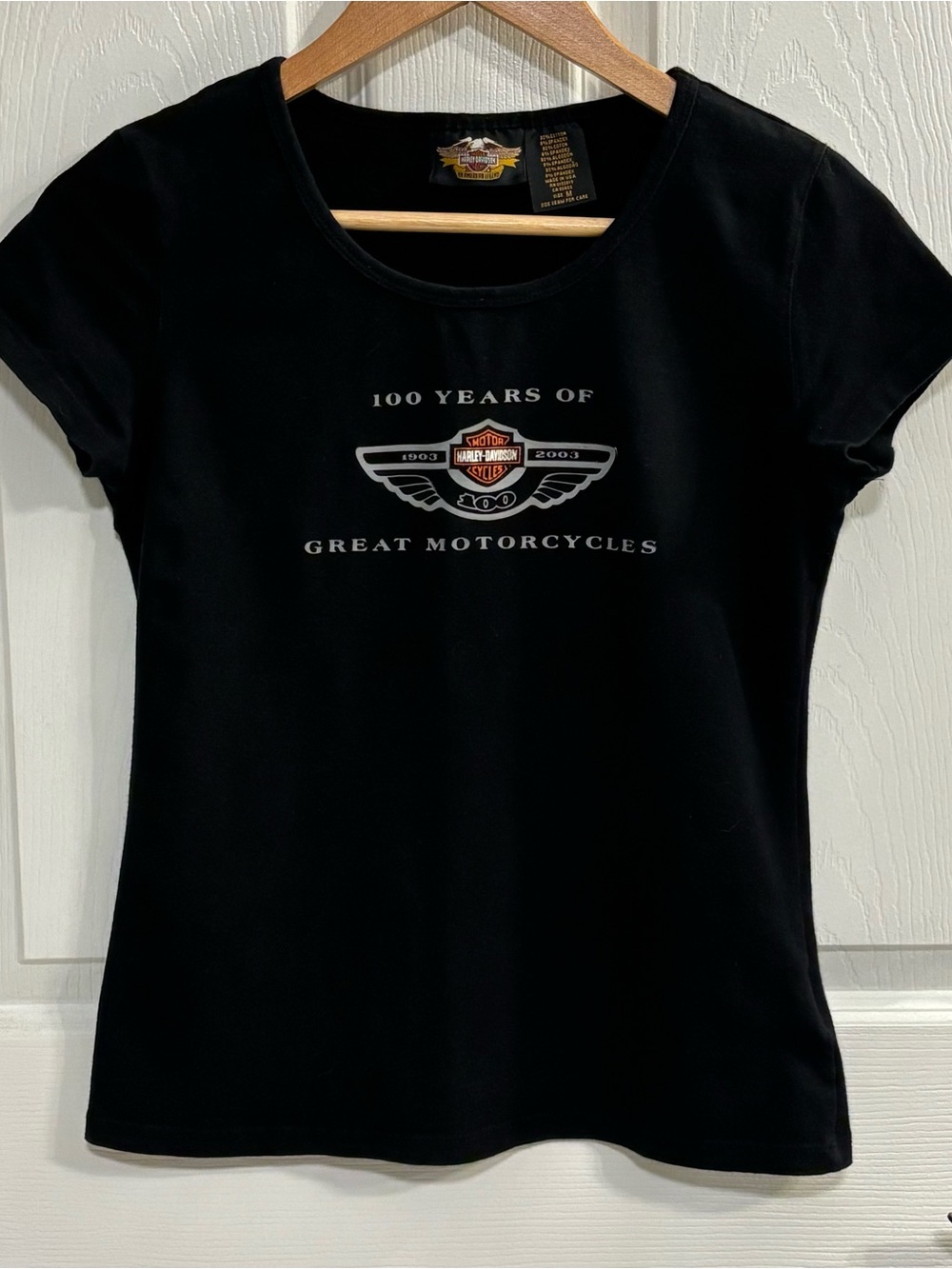 Vintage Harley Davidson 100th Anniversary 2003 Womens M Black Shirt